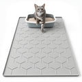 Garoopion Cat Mat for Litter Box, Large 34" X 22" Cat Litter Mat, Waterproof Silicone Pad for Floor, Gray