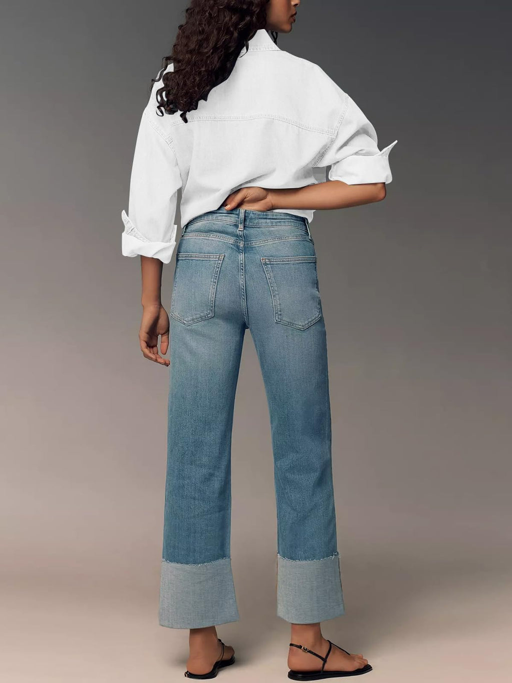KUNMI Jeans for Women Wide Leg Baggy High Waist Boyfriends Straight Leg Stretchy Denim Pants Trendy Fall 2026 Myosotis 4