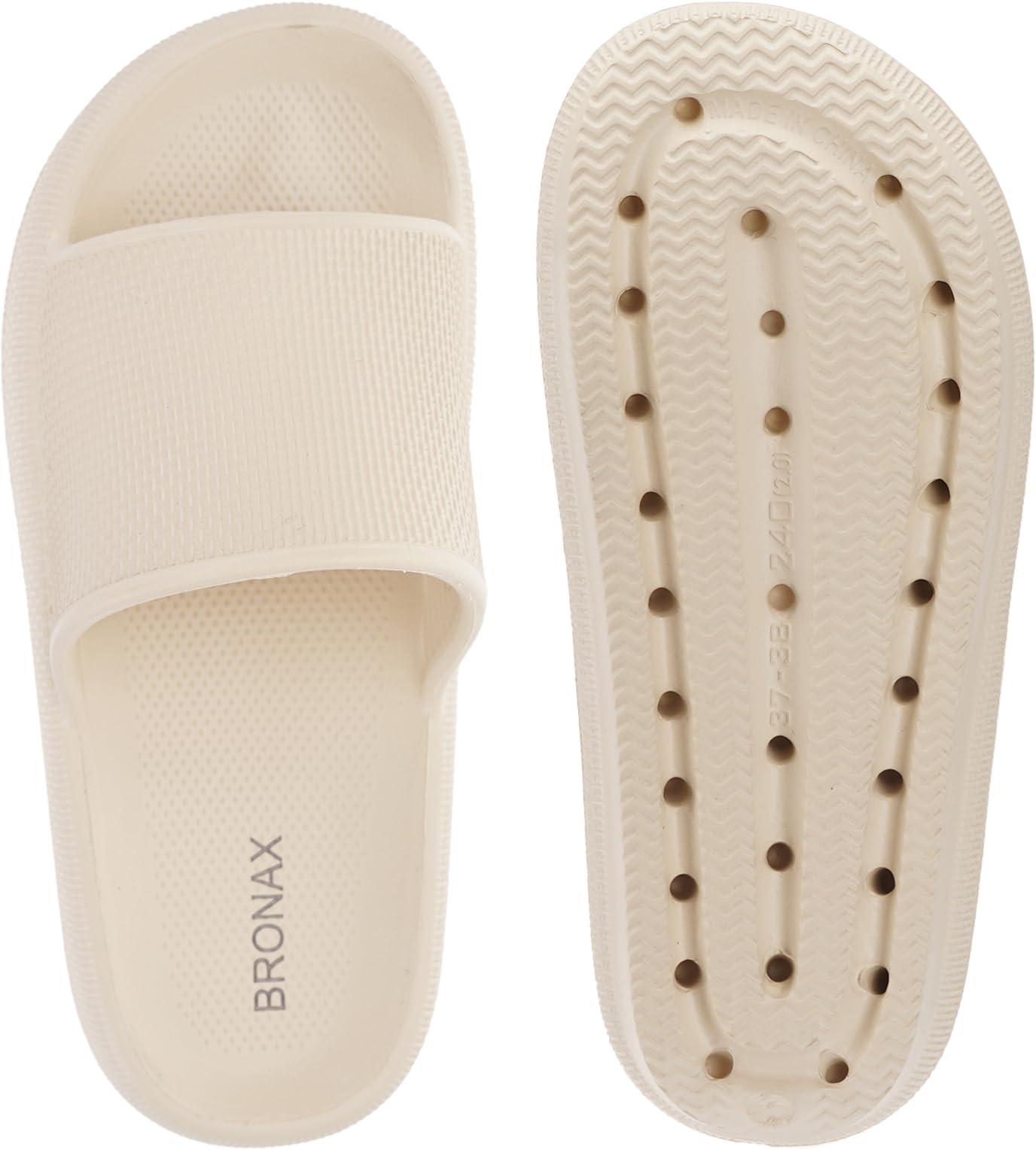 BRONAX Pillow Slippers for Women and Men | House Slides Shower Sandals | Cushioned Thick Sole 42-43 Khaki