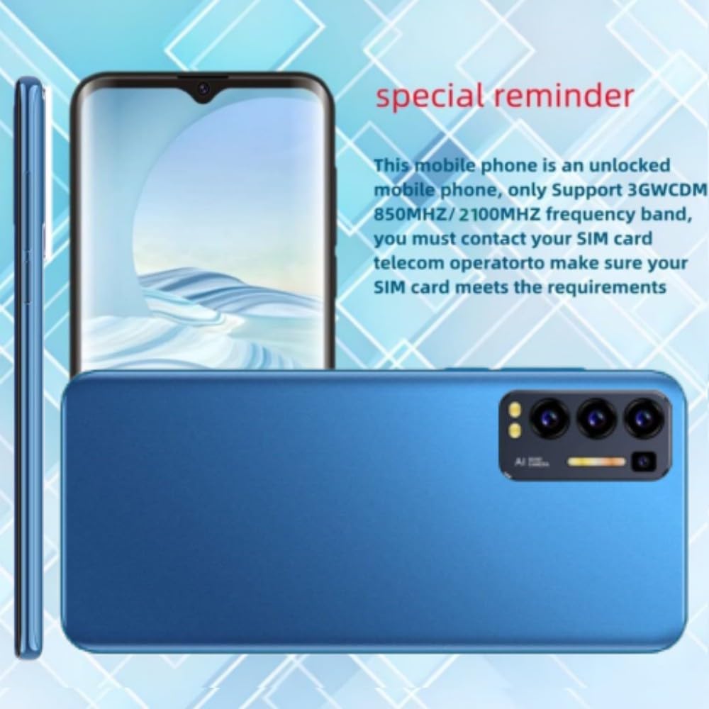 Unlocked Smartphone 6.52 inch Cell Phone for Android，S88U Unlocked Cell Phone，Dual SIM Card，1GB RAM 16GB ROM，Supports SIM Card Frequency Band of 3GWCDMA：850MHZ/2100MHZ，Android Smartphone (Blue)