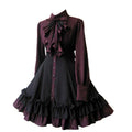 ZZEQYG Women Girls Gothic Lolita Victorian Dress Polyester Ruffle Dress with Bows (S, Black)
