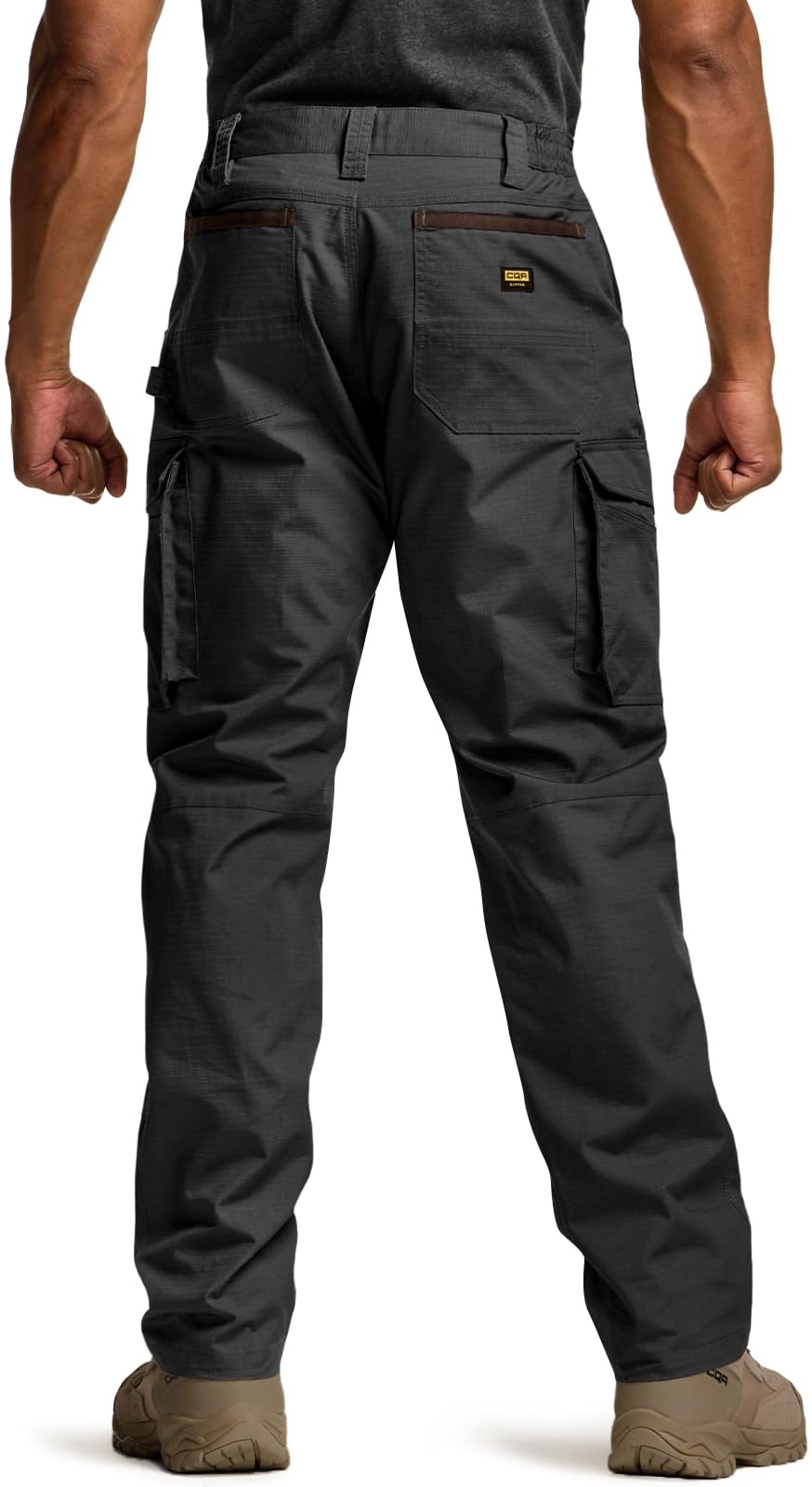 CQR Men's Quick Dry Work Pants, Water Resistant Outdoor Tactical Pants, Lightweight Stretch Cargo Hiking Pants, Work Pants Black, 36W x 32L