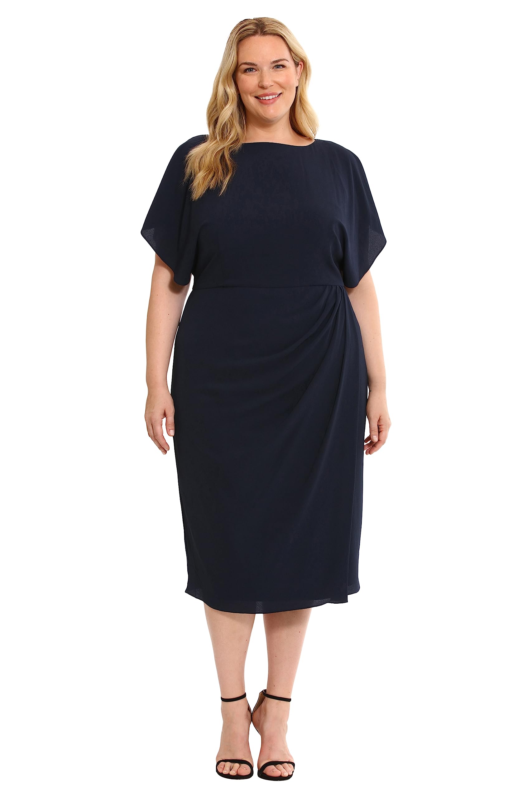 Maggy London Women's Dresses Boat Neck Flutter Sleeve Dress Occasion Event Guest of