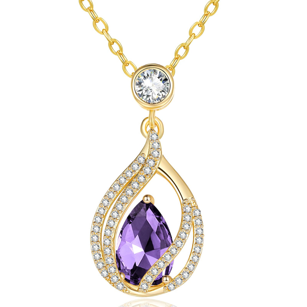 Lmoneta Birthstone Necklace for Women February Birthday Gift for Her Amethyst Birth Stone Necklace for Womens Necklaces