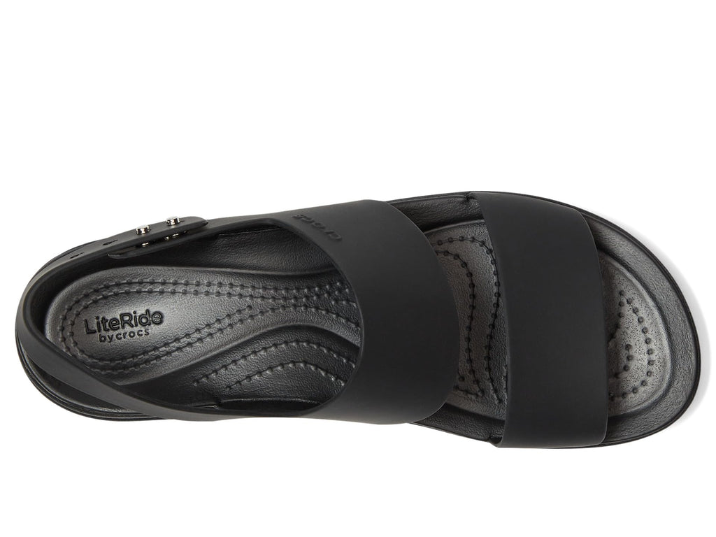 Crocs Brooklyn Low Wedges Sandal, Black/Black, 9
