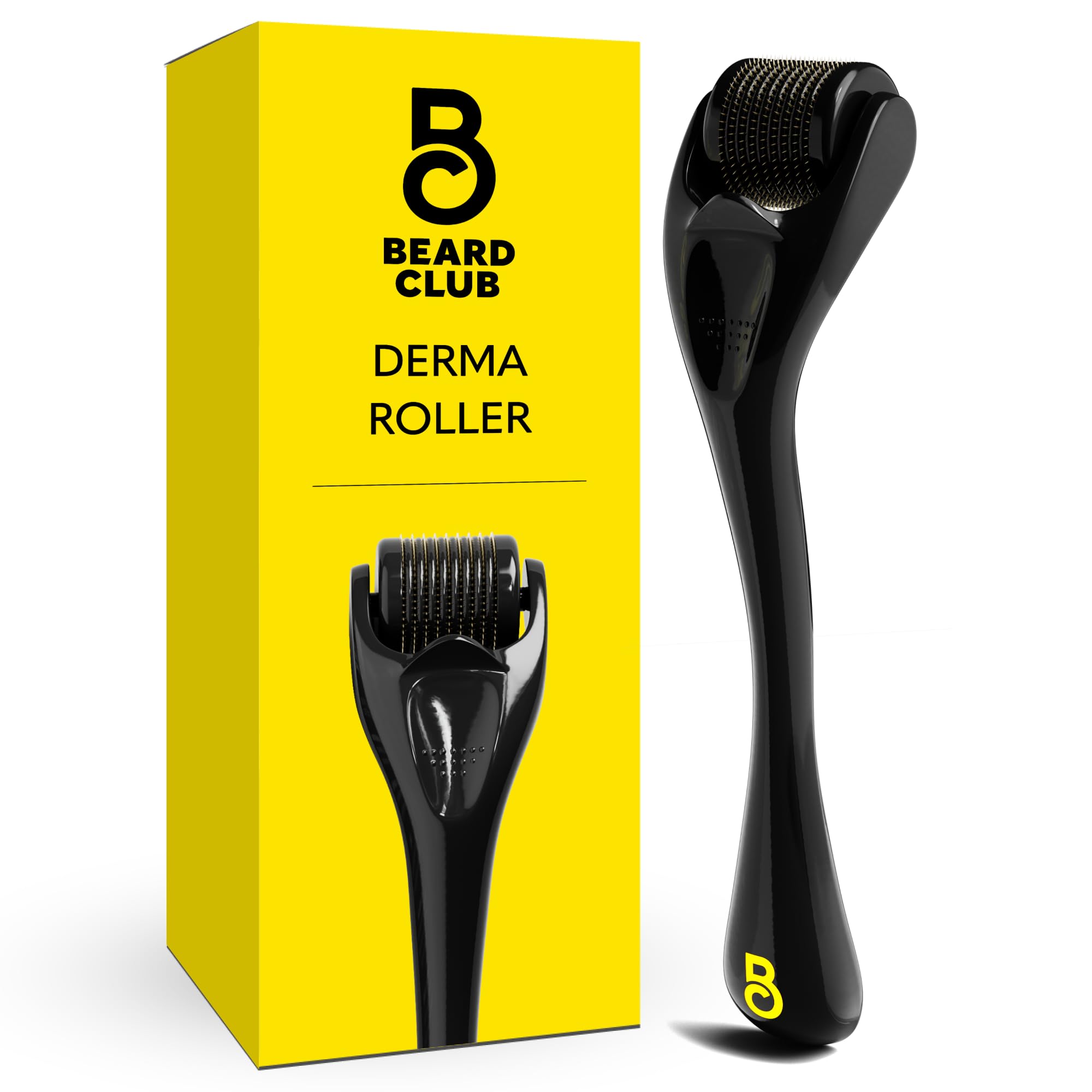 The Beard Club Derma Roller for Face, Body and Scalp - Microneedling for Men and Women with 540 Titanium Microneedles - Beard Roller & Micro Needling Scalp Hair - Black