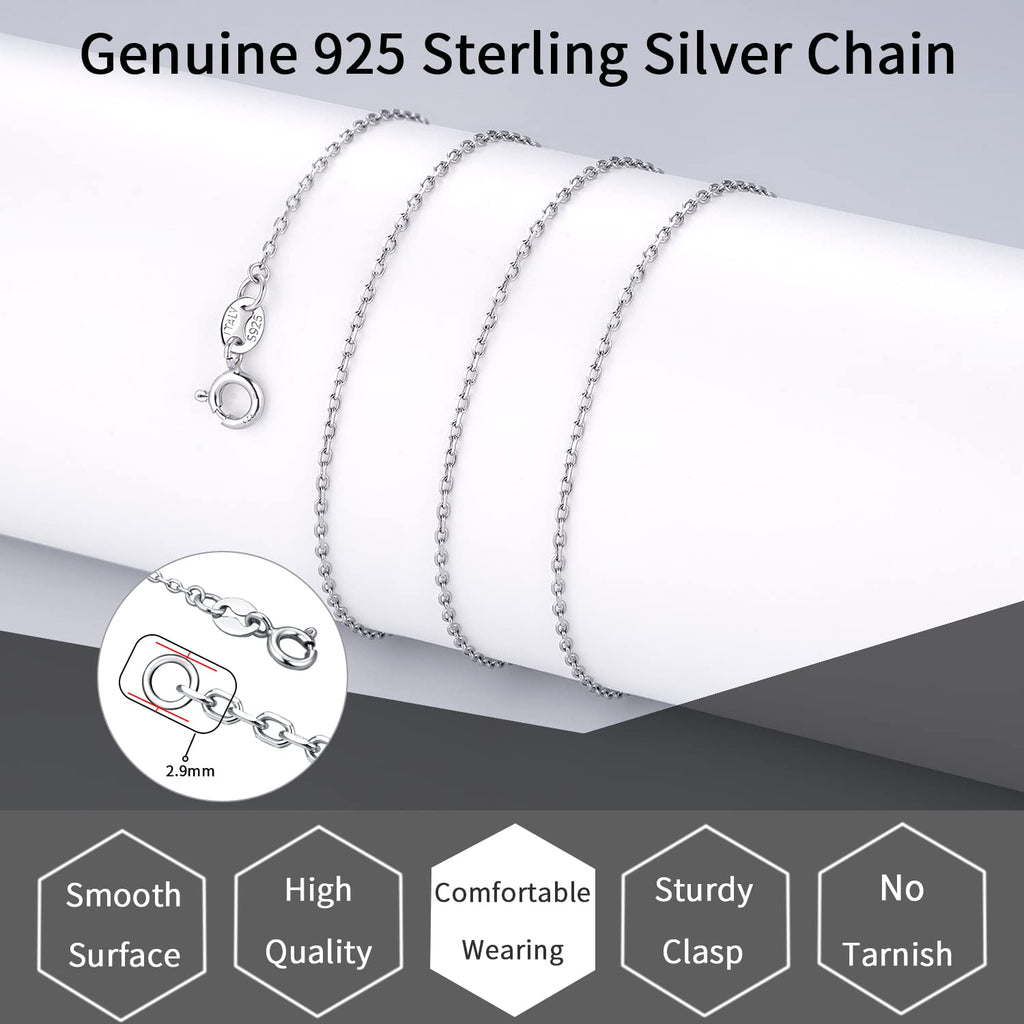 Jewlpire 925 Sterling Silver Chain Necklace Chain for Women 1.1mm Cable Chain Necklace Upgraded Spring-Ring Clasp - Thin & Sturdy Women's Chains Necklaces 20 Inch
