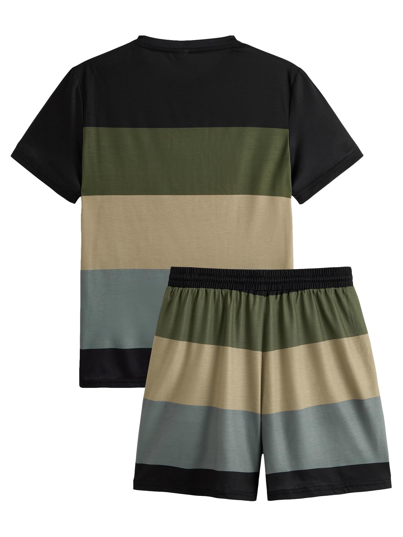 GORGLITTER Men's Beach Vacation 2 Piece Summer Outfits Short Sets Casual Short Sleeve T Shirt Track Shorts Matching Set Multicolor Small