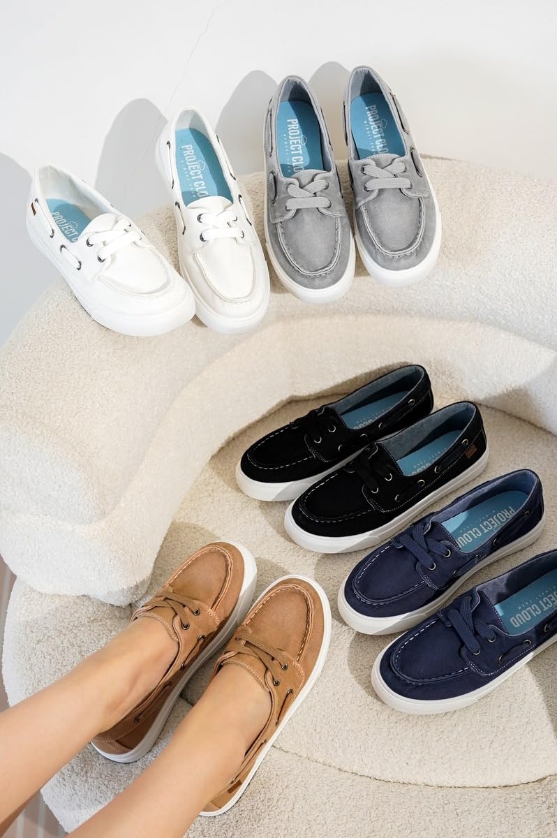 Project Cloud Canvas Sneakers for Women - Memory Foam Slip On Shoes Women Footwear - Lightweight and Non Slip Fashion Sneakers (Seasalt, TANCVS,7.5M)