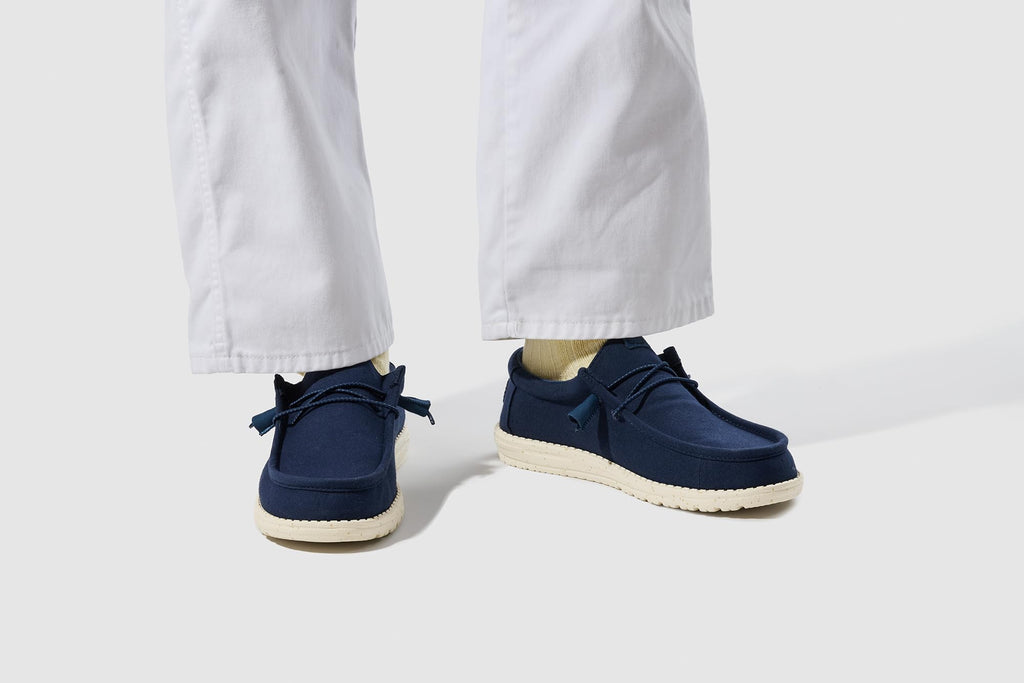 HEYDUDE Men's Wally Canvas Navy Size 11, Men’s Shoes, Slip-on Loafers, Comfortable & Light-Weight
