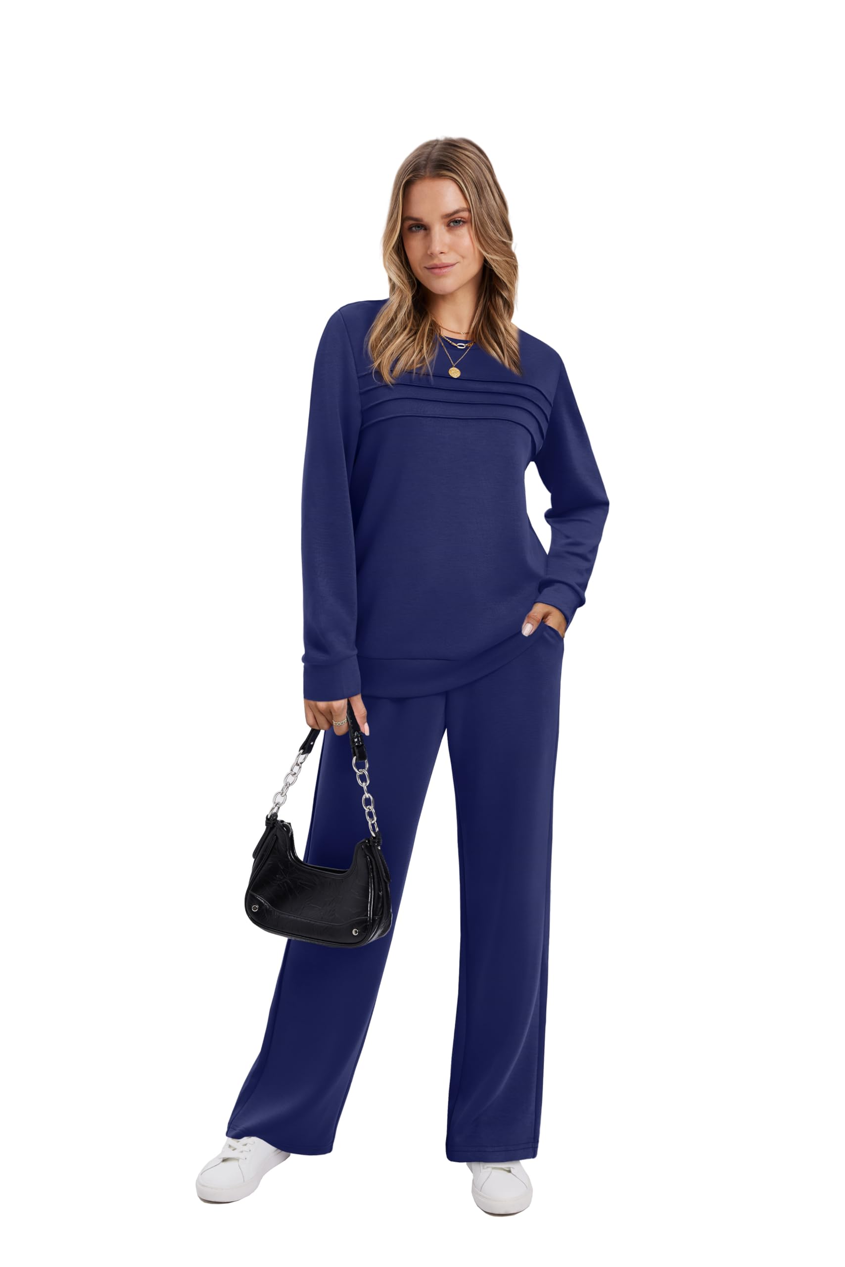 WIHOLL Women 2 Piece Travel Outfits Fall Airport Lounge Set Fall Comfy Tracksuit Long Sleeve Loungewear Casual Winter Sweatsuit