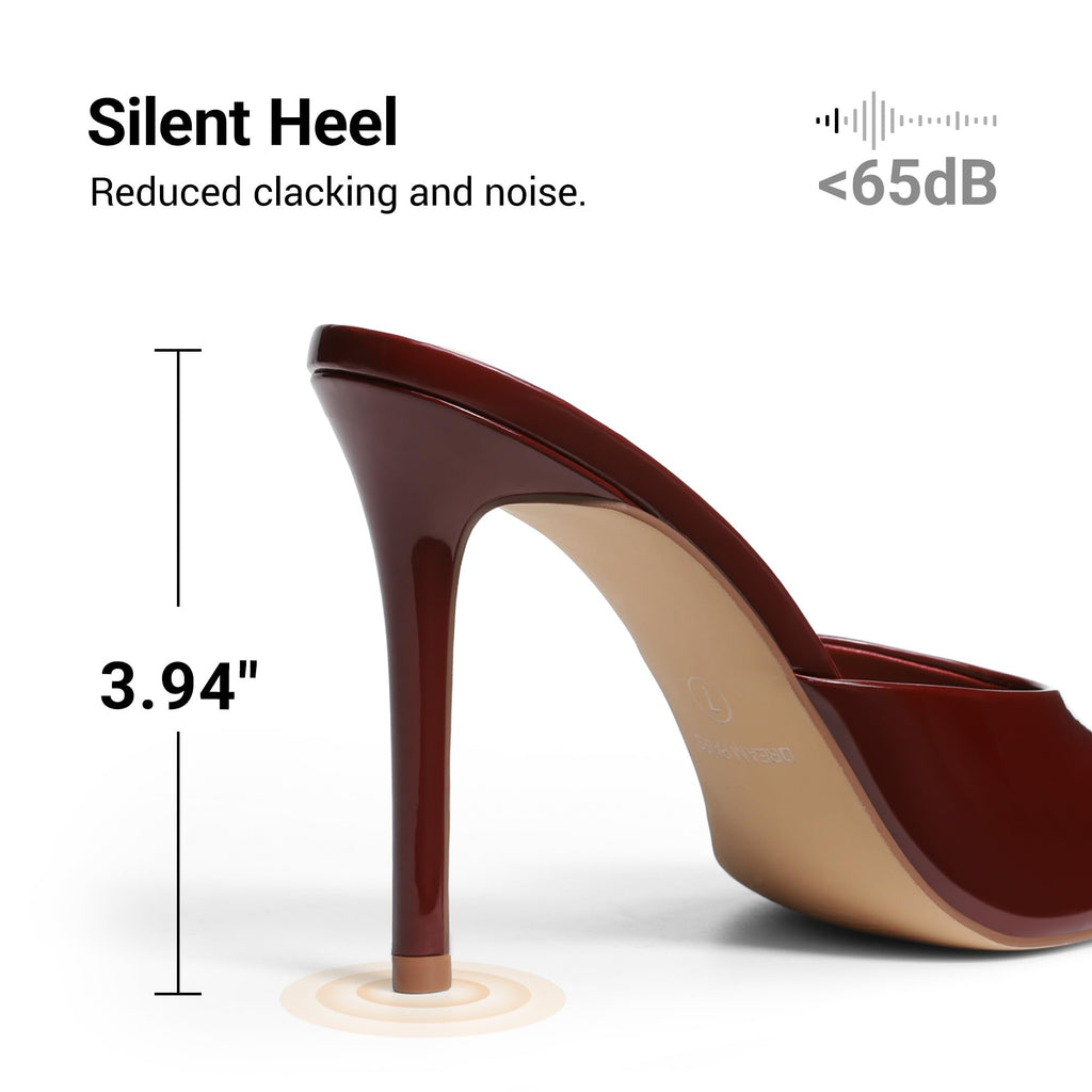 DREAM PAIRS Mule Heels for Women High Heels Stiletto Open Round Peep Toe Mules Sandals Slip on Dress Shoes Sexy Heeled for Party Dressy Prom Wedding,Size 8.5,Burgundy,SDHS25003W