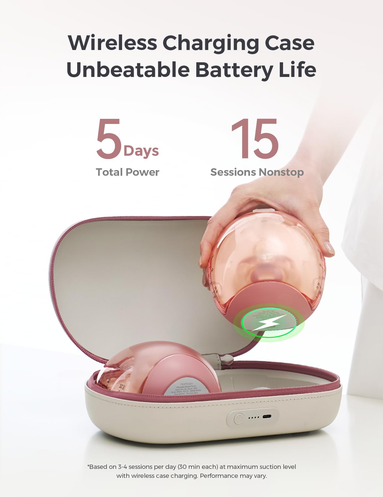Momcozy Air 1 Ultra-Slim Breast Pump, Hands-Free Wearable Pump with Wireless Charging Case & App Control with Auto Mode & Full-Milk Alert, Industry-First Transparent Top for Easy Nipple Alignment