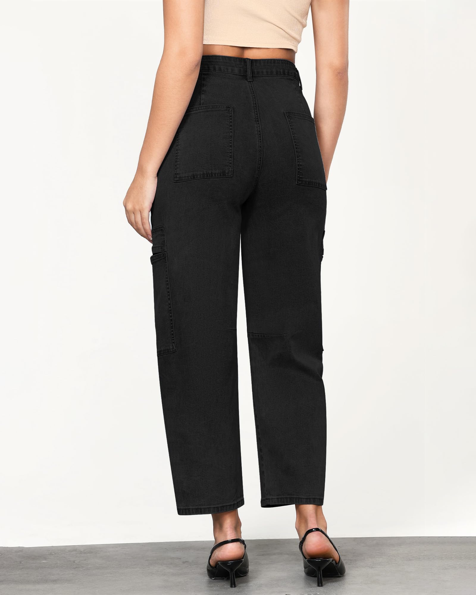 GRAPENT Women Jeans High Rise Barrel Leg Ladies Jeans Womens High Waisted Pants Ankle Jeans High Waisted Ankle Jeans for Women Jeans for Women Trendy Color True Black Small Size 4 to 6