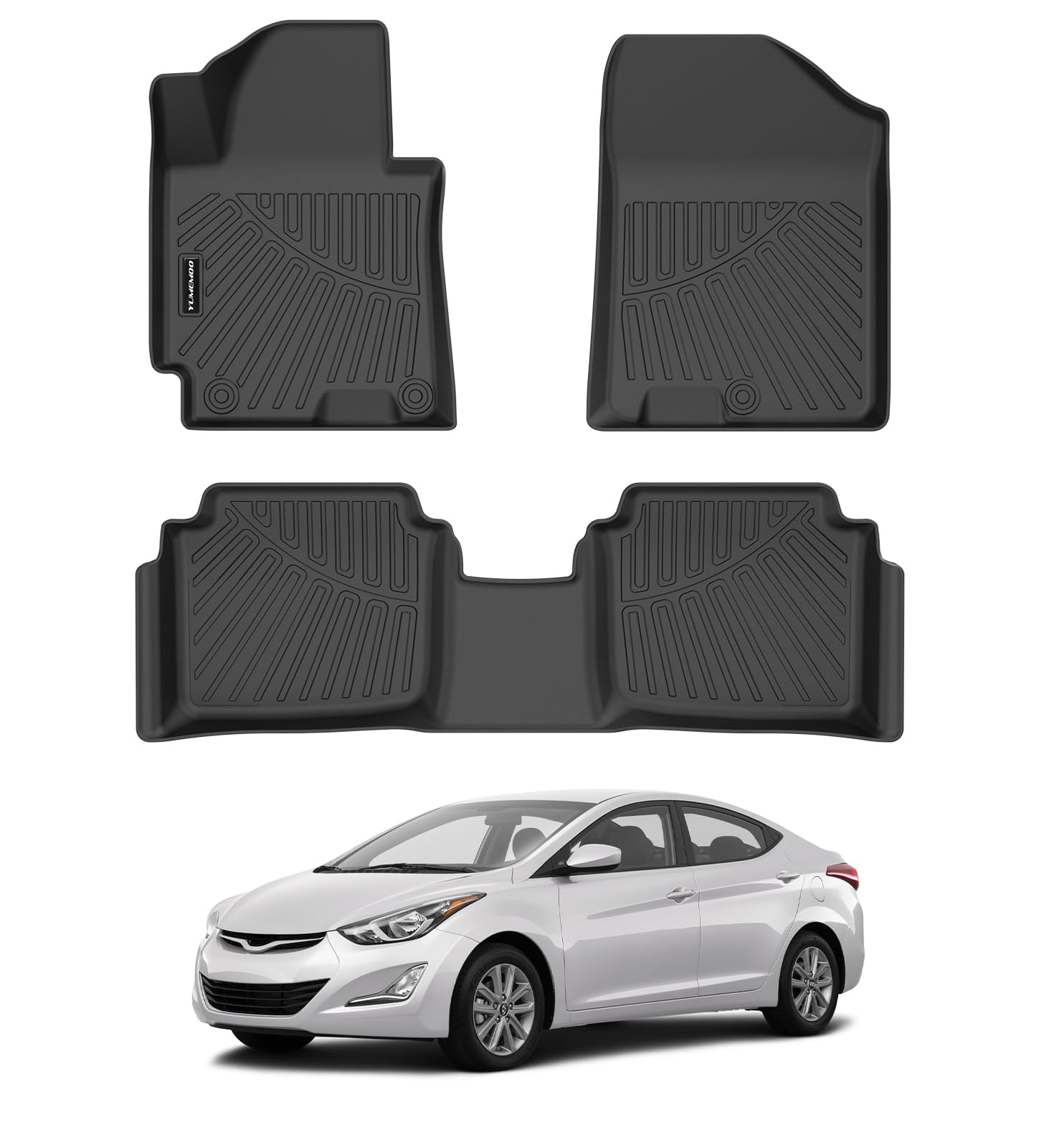 Floor Mats for 2011-2016 Hyundai Elantra All Weather TPE Floor Liners Custom Fit for Elantra 2011-2016 1st & 2nd Row Anti-Slip Full Set Car Mats(Not Fit GT or Touring Models)