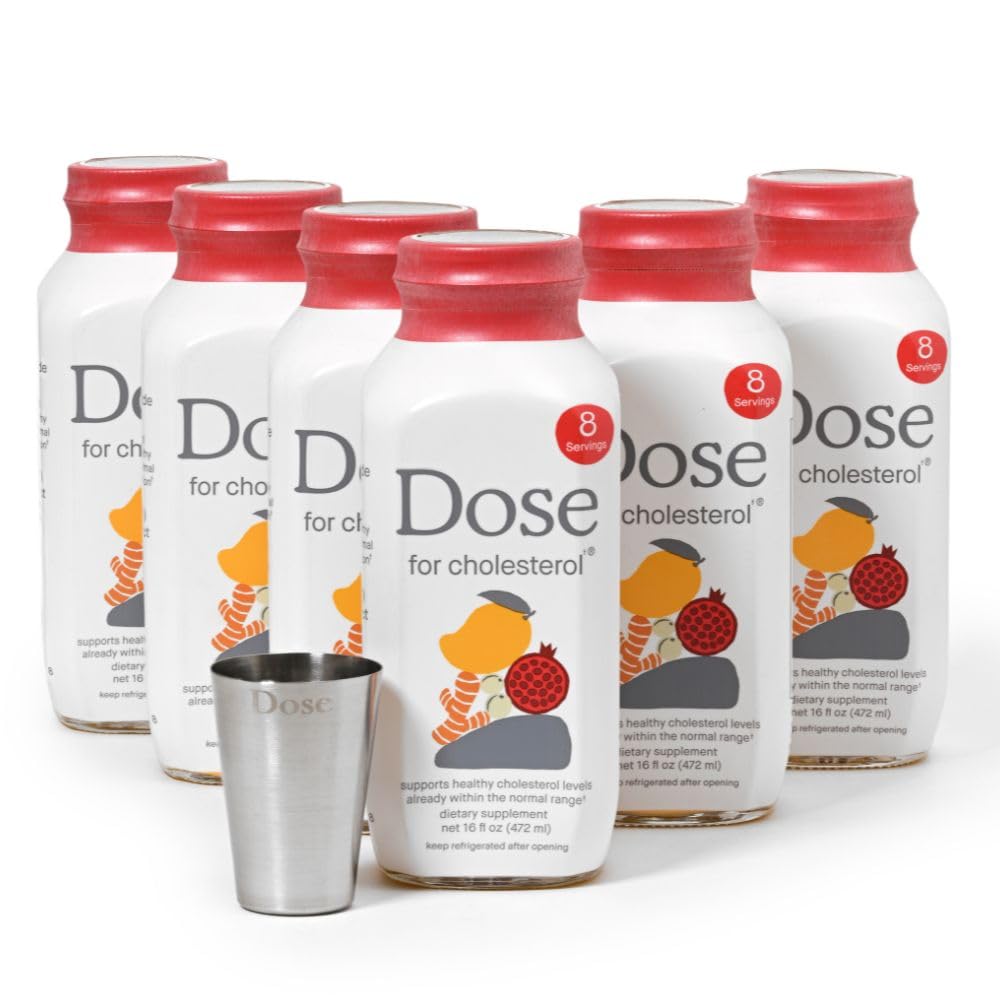 DOSE for Cholesterol Supplements Maintain Healthy Cholesterol Levels and Supports Cardiovascular Health Gluten-Free Vegan Zero Sugar, 16oz Bottle, 6 Pack (6 Week Supply)