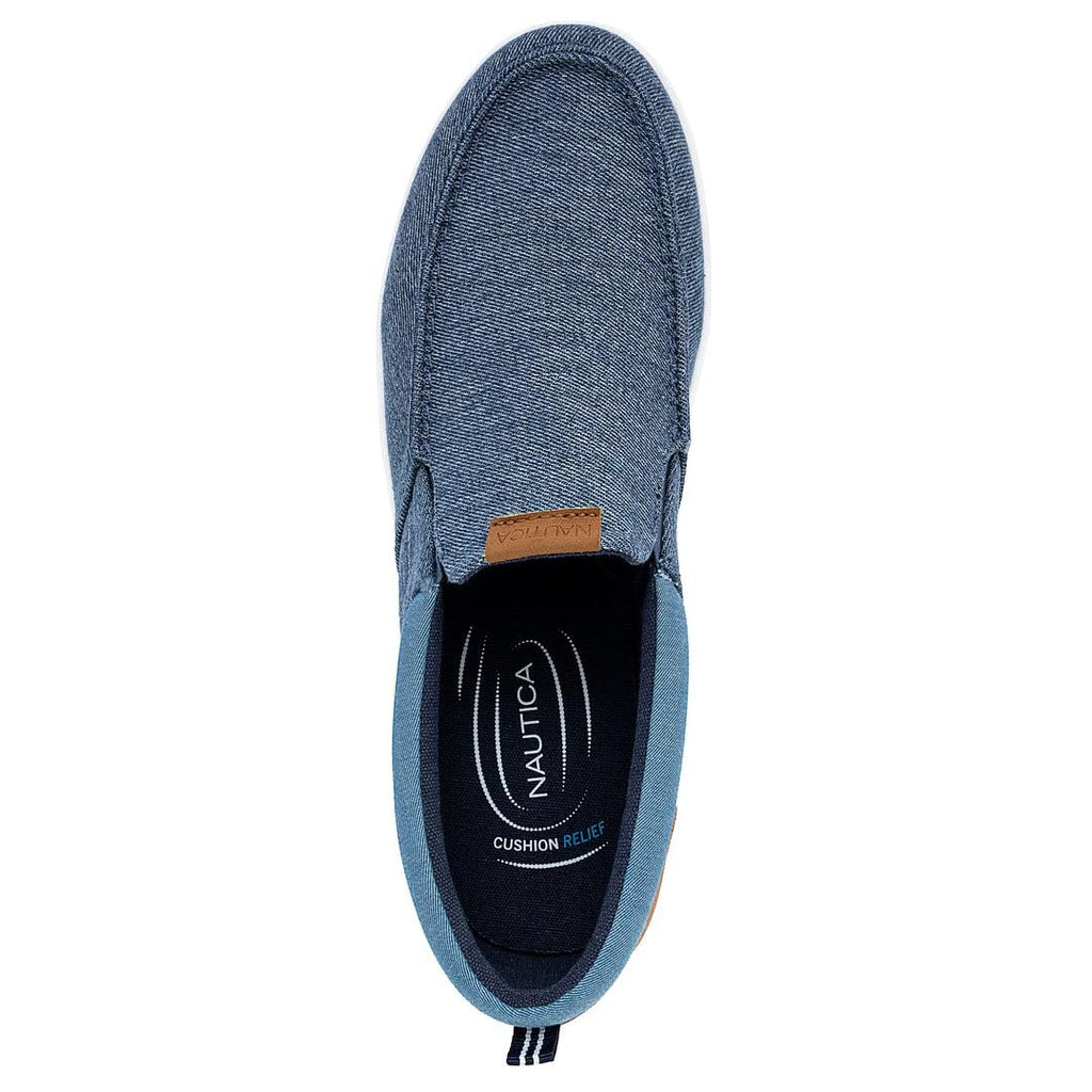 Nautica Men's Slip-On Loafers Casual Moc Toe Sneakers Boat Shoes Slipper for Men – Lightweight, Comfortable & Breathable-Patro-Blue Denim-Size 9.5
