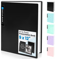 Sooez Binder with Plastic Sleeves 30-Pocket, Displays 60 Pages, 9x12 Presentation Folders with Clear Sheet Protectors, Art Portfolio with 30 Black Paper for Certificate & Office Project