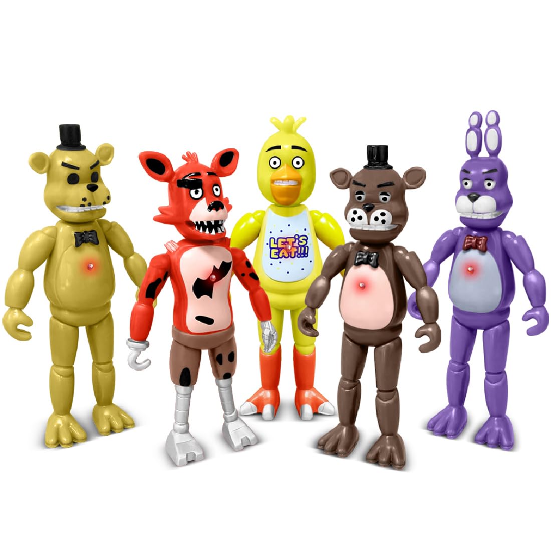 Action Figures Set, 5 Pcs Action Figures Toy, 5.5 Inches Movable Joints Collectible Toys Set with Light for Toys Dolls Gifts Cake Toppers