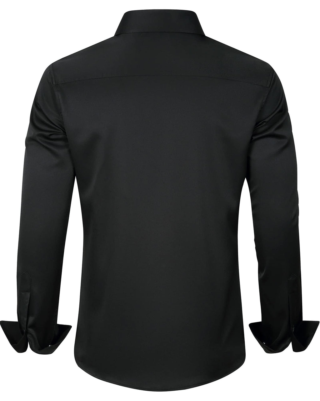 J.VER Men's Dress Shirts Solid Long Sleeve Stretch Wrinkle-Free Formal Shirt Business Casual Button Down Shirts Black XL