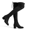 DREAM PAIRS Women's Laurence Over The Knee Thigh High Chunky Heel Boots Long Stretch Sexy Fall Boots,Size 7.5,Black,LAURENCE