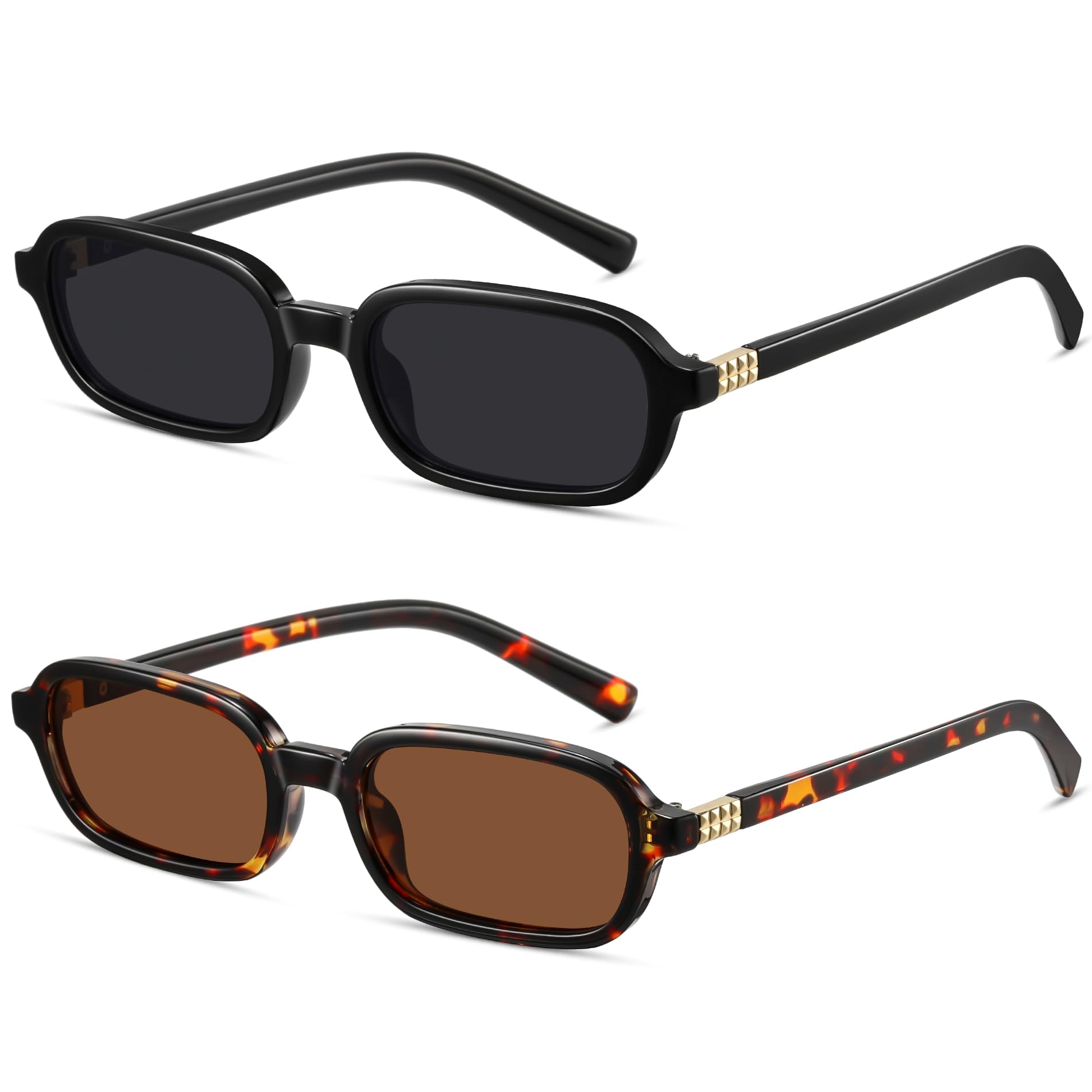 Colrea Retro Rectangle Sunglasses for Women Men Trendy Vintage Small Square Sun Glasses 90s Fashion Cute Sunnies UV400 Protection CL010