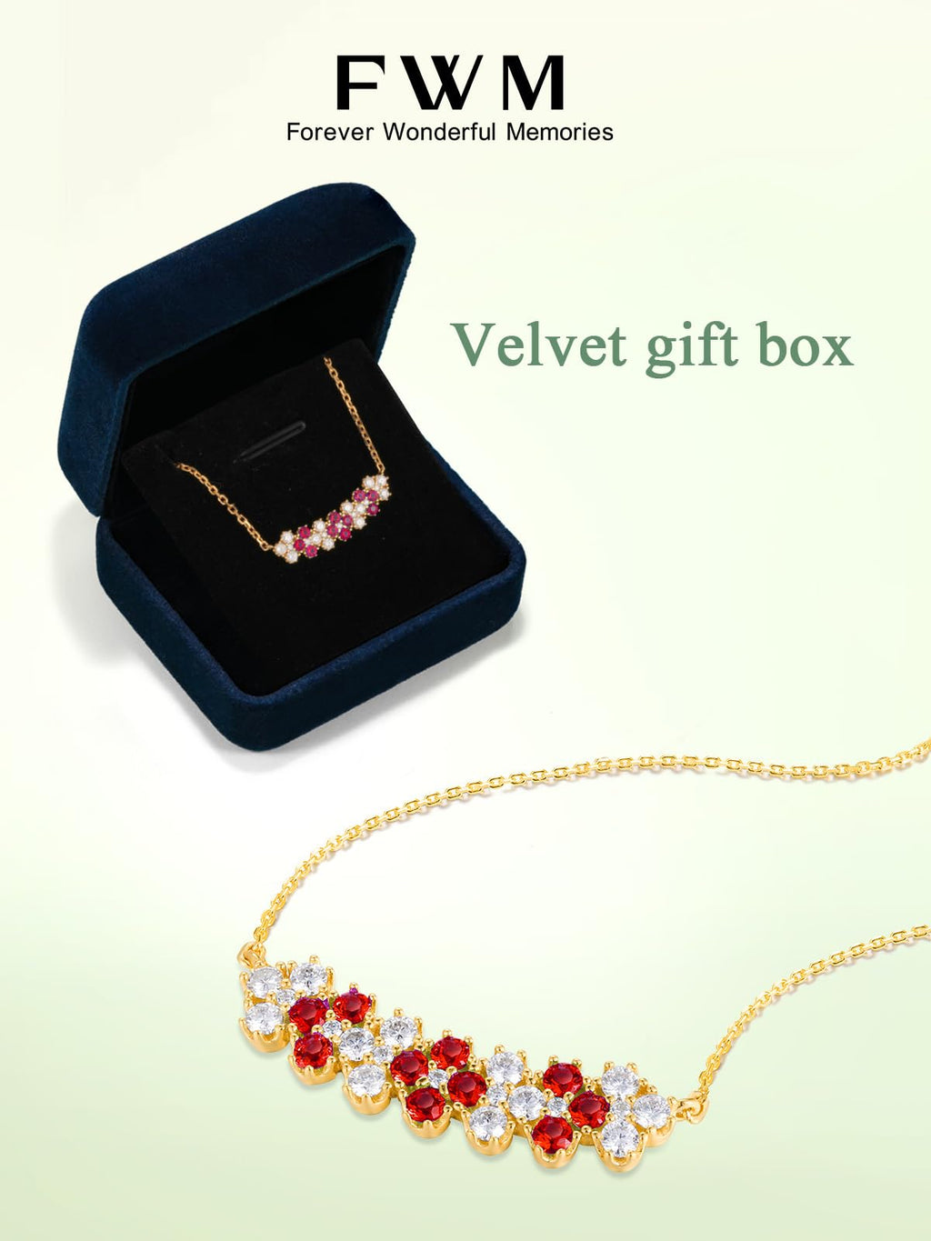 Ruby Bar Necklace for Women Grilfriend Moissanite 925 Silver Gold Plated Diamond Red Flower Floral Necklace