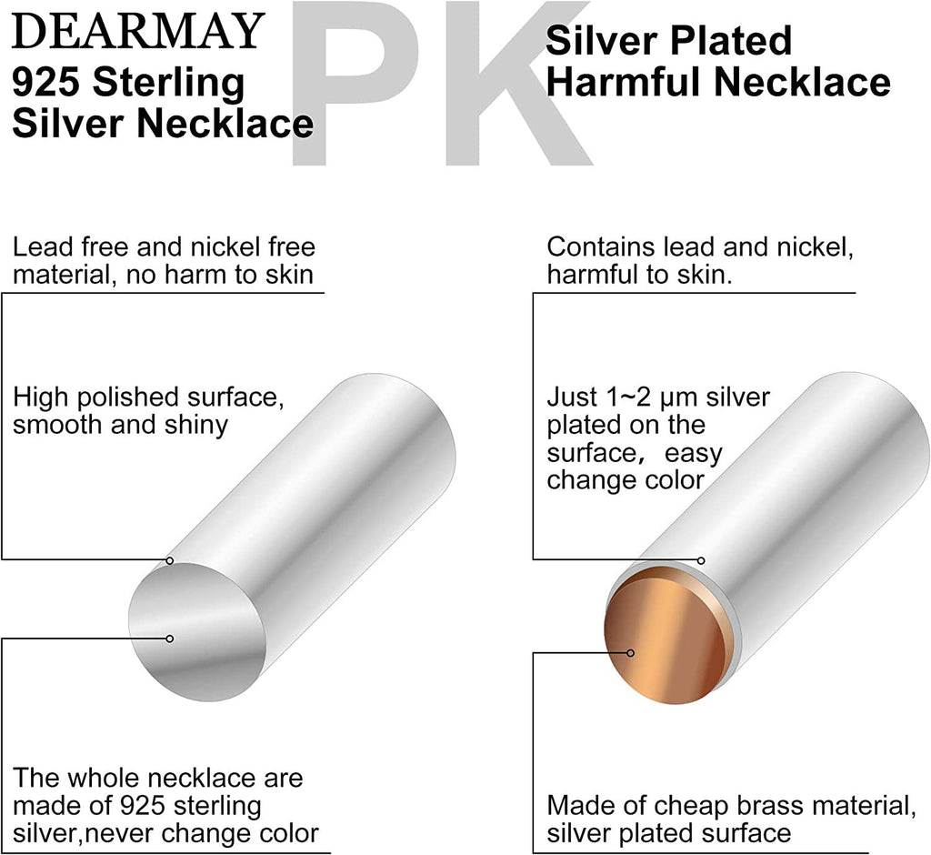 DEARMAY Silver Plated Herringbone Necklace for Women Dainty Sterling Silver Necklace Sterling Silver Choker Thin Snake Chain Necklaces