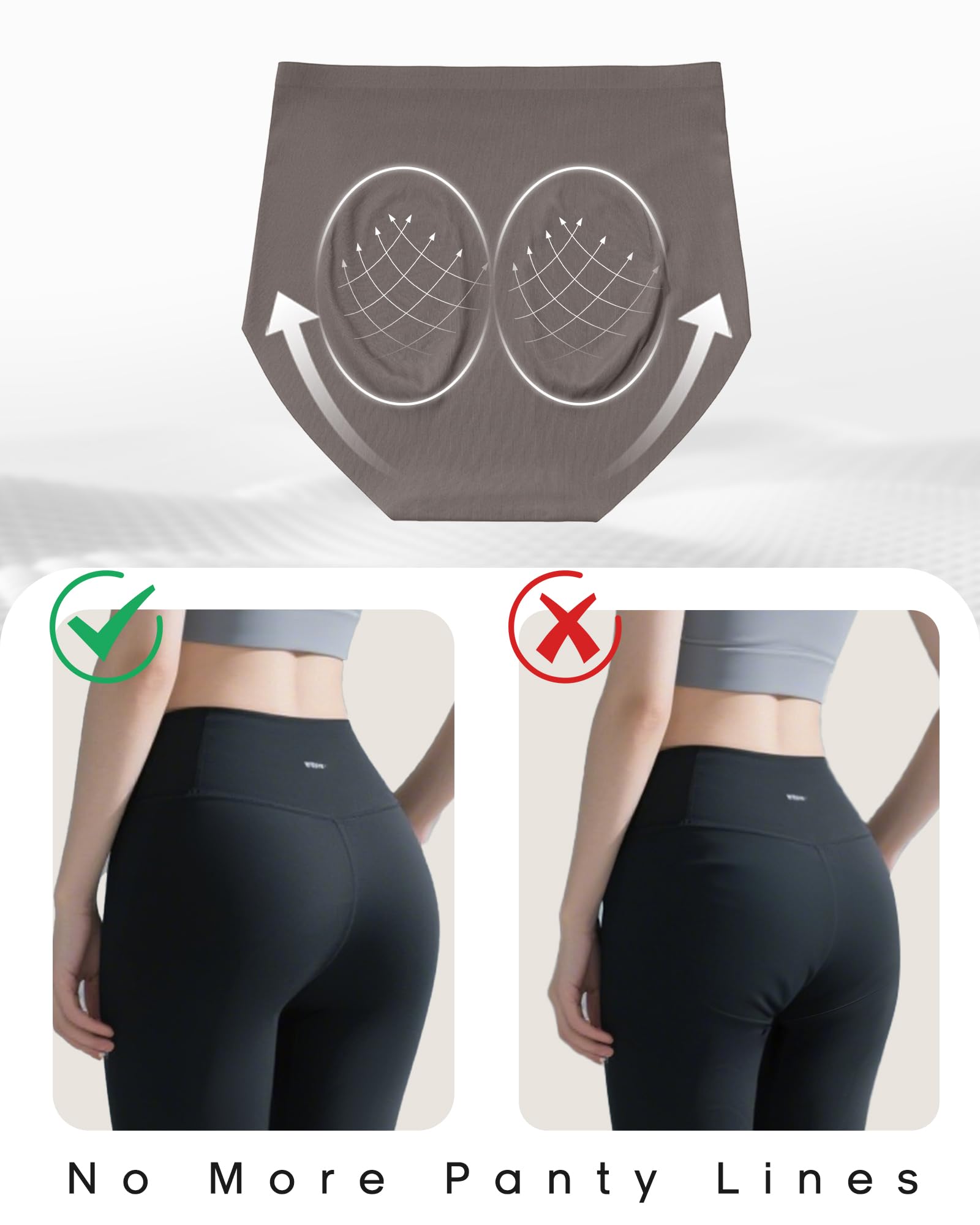 LEVAO Seamless Womens Underwear, No Show Full Coverage Briefs, Tummy Control High Waisted Panties for Women,5 Pack