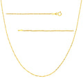 JEWELHEART 14K Solid Gold Singapore Chain - 1mm Diamond Cut Twisted Chain Necklace - Dainty Real Yellow Gold Pendant Necklace For Women 18"