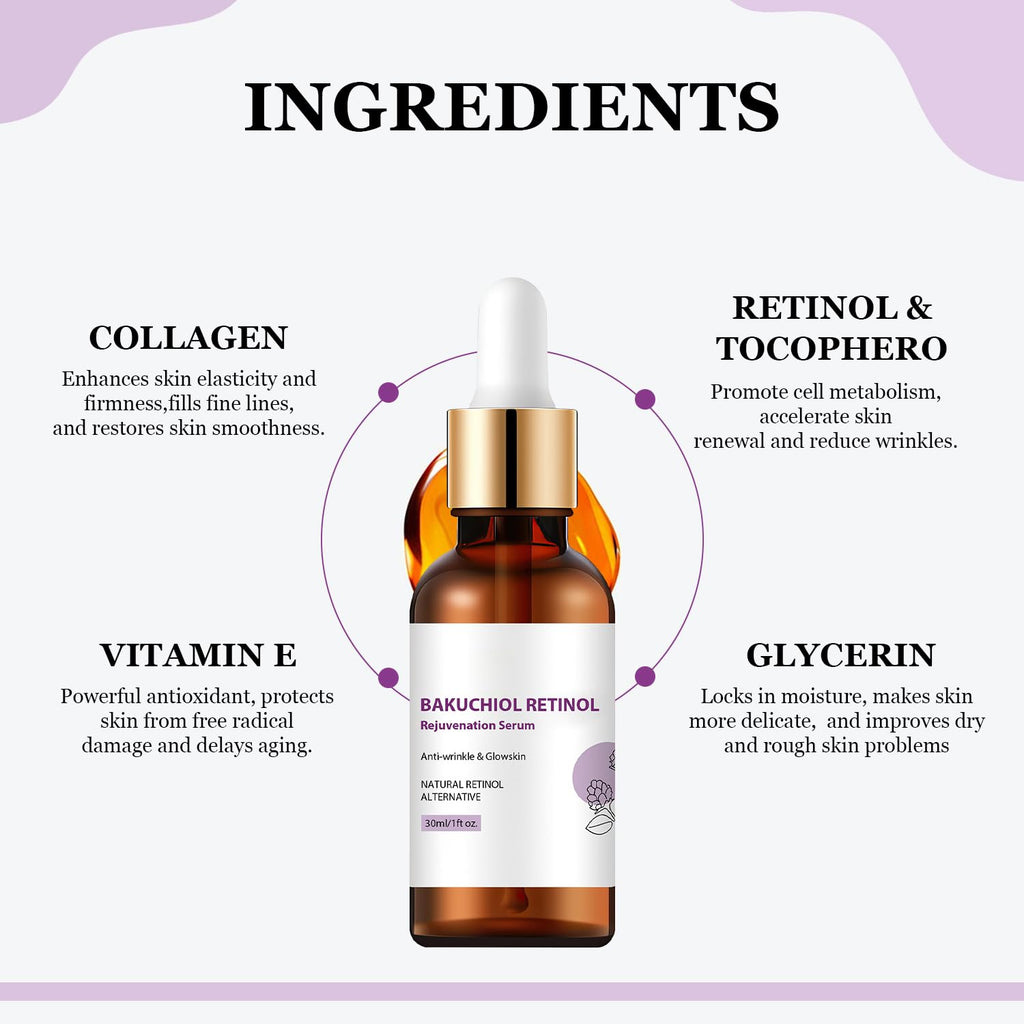 Venature Bakuchiol Retinol Serum, Retinol & Vitamin for Wrinkles Bakuchiol Face Serum Korean (2Pcs)