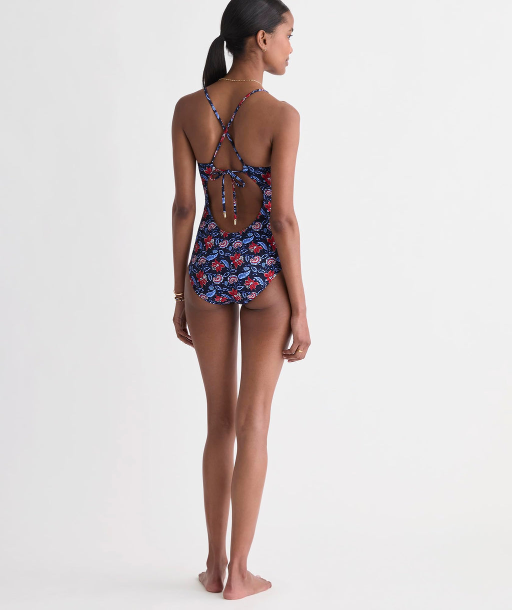 vineyard vines Sconset One-Piece, Floral Navy Print, L