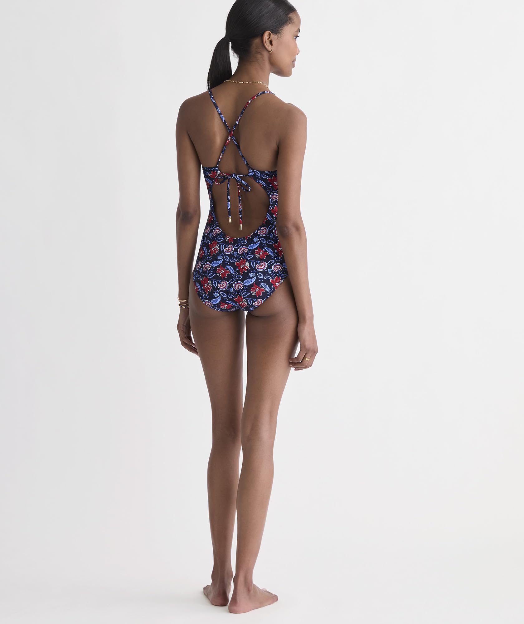 vineyard vines Sconset One-Piece, Floral Navy Print, L