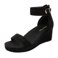 DREAM PAIRS Women's Open Toe Buckle Ankle Strap Platform Wedge Sandals Summer Shoes,Size 11,Black,NINI-6
