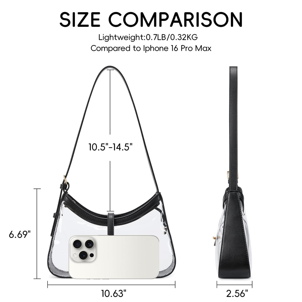 CLUCI Clear Bag for Stadium Events, Clear Purses for Women, Shoulder Bag Hobo Handbag with Adjustable Strap