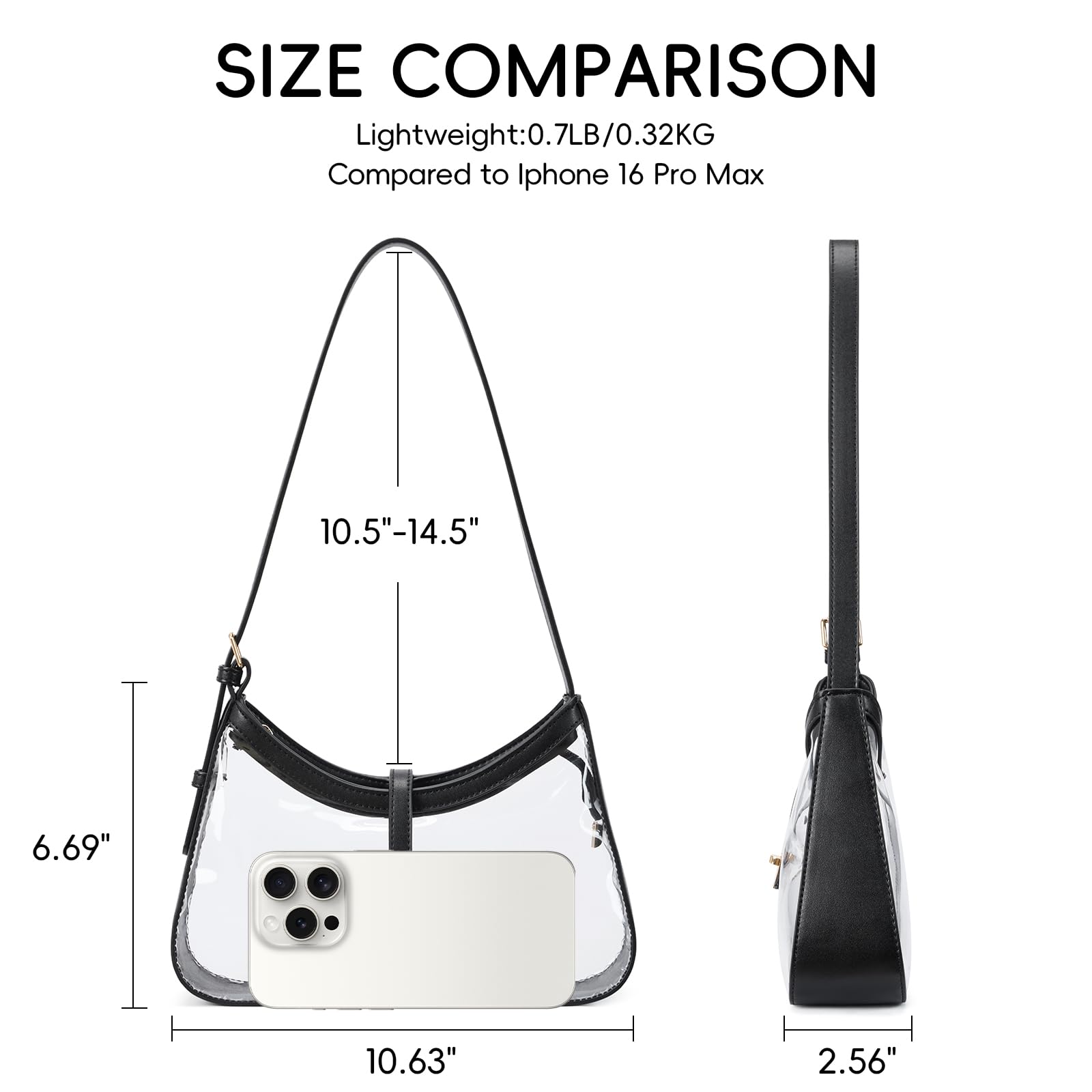 CLUCI Clear Bag for Stadium Events, Clear Purses for Women, Shoulder Bag Hobo Handbag with Adjustable Strap