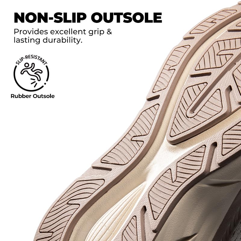 NORTIV 8 Women's Walking Shoes Cushion Comfortable ActiveBreeze Running Tennis Shoes Non-Slip Workout Gym Sports Athletic Breathable Fashion Sneakers,Size 7.5,Beige/Khaki,SNWS248W