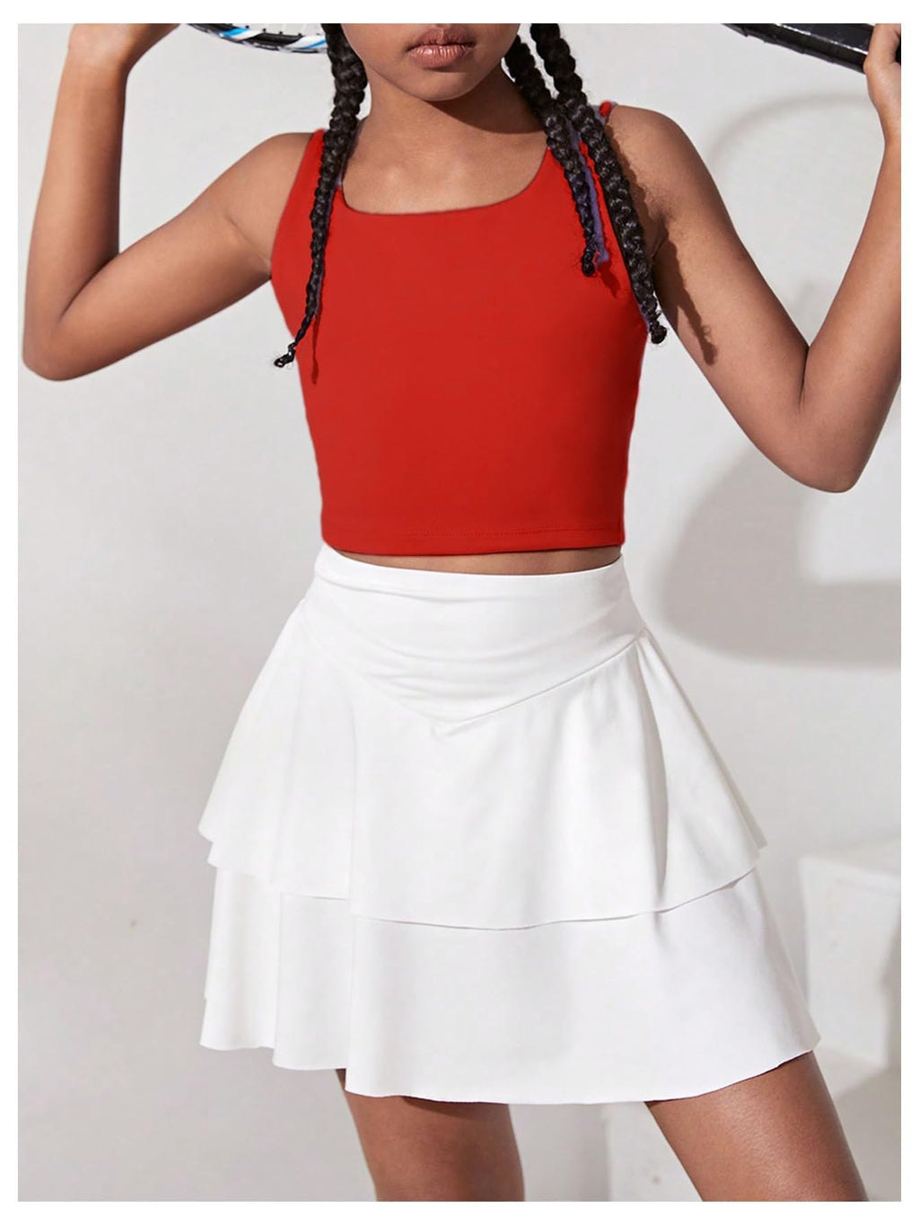 WDIRARA Girl's Twist Back Sports Bras Backless Tank Top Workout Sports Shirts for Gym Red 12Y