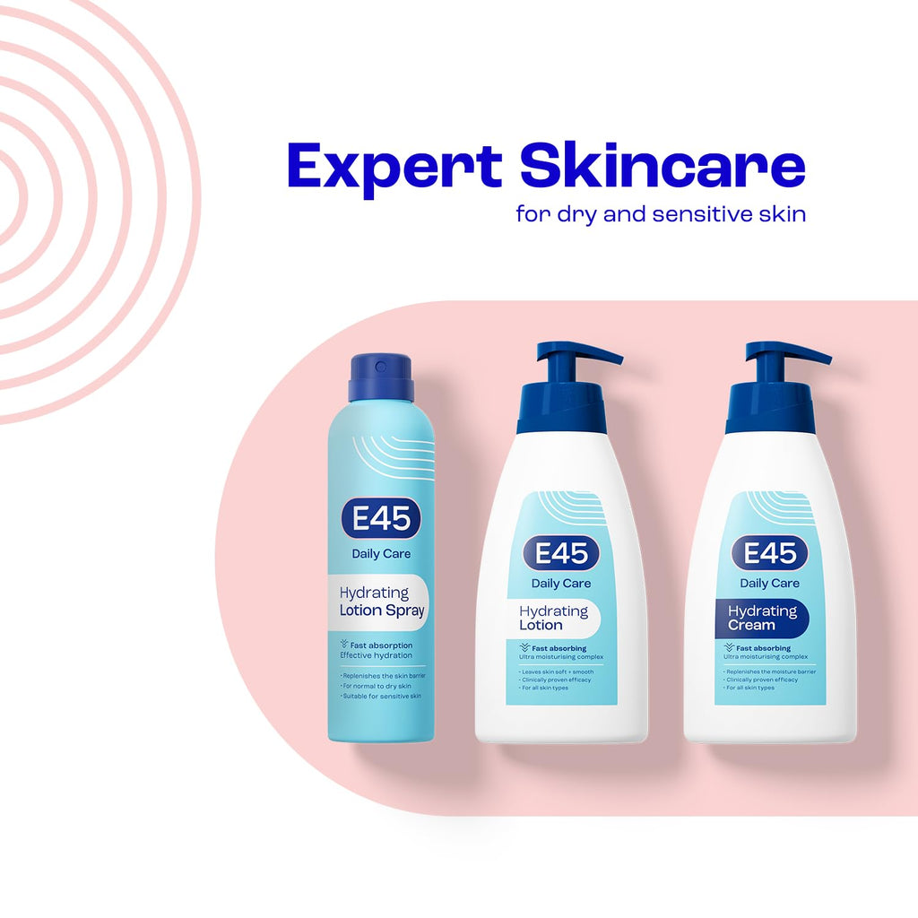 E45 Daily Lotion 400 ml for all Skin Types – Hydrating Non-Greasy Lightweight Moisturiser - Perfume-Free Long Lasting Body Face Hand Cream - Dermatologically Tested