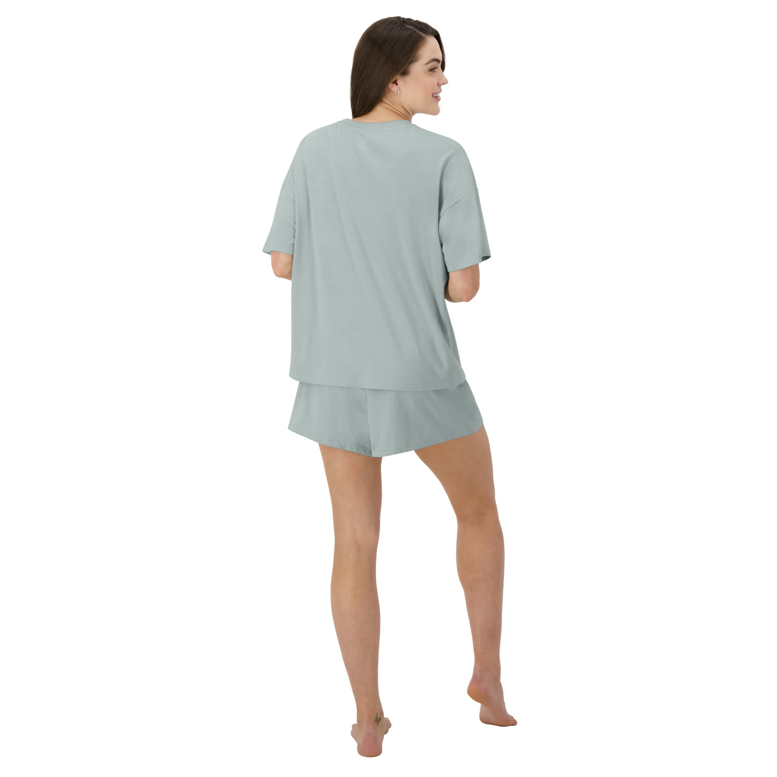 Hanes Women's Originals Supersoft Boxy T-Shirt & Sleep Shorts Set, Comfywear Lounge/Sleepwear