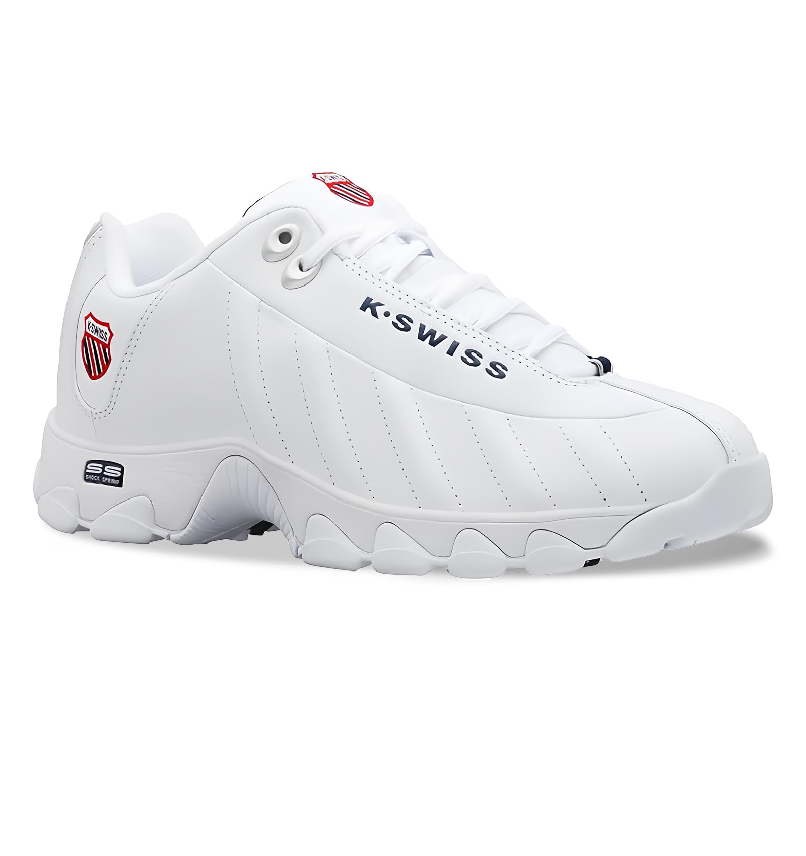 K-Swiss Men's ST329 CMF Sneaker, White/Navy/Red, 13 XW