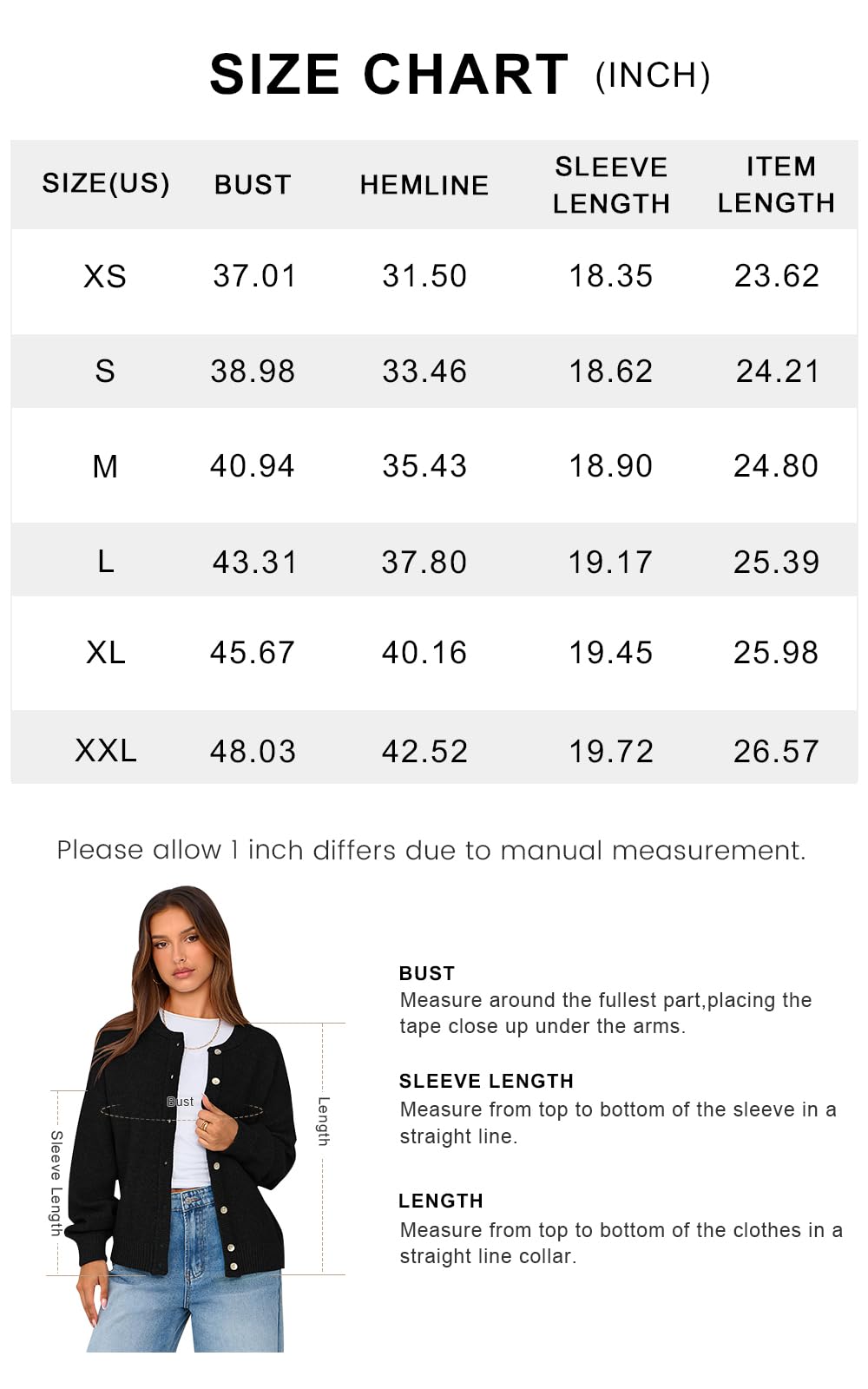 PRETTYGARDEN Long Sleeve Crewneck Button Down Womens Sweaters Fall Open Front Chunky Cardigan Sweaters for Women 2026 (Grey, Medium)