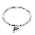 Uno de 50 Silver-Plated Stretch Bracelet, Heart Charm with Crystal (Black)