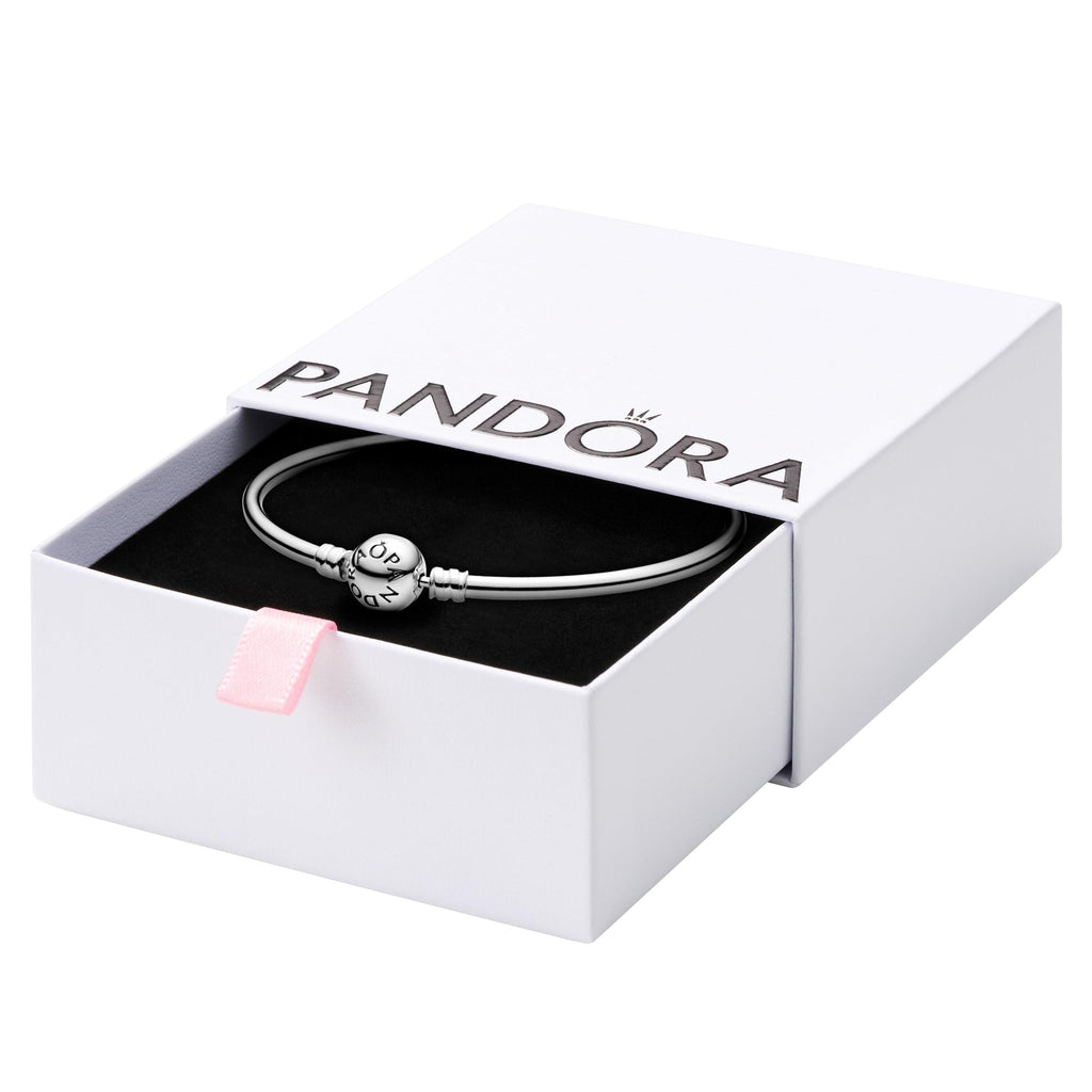 PANDORA Moments Ball Clasp Bangle Bracelet - Gold Bracelet for Women - Sterling Silver - With Gift Box - 6.7