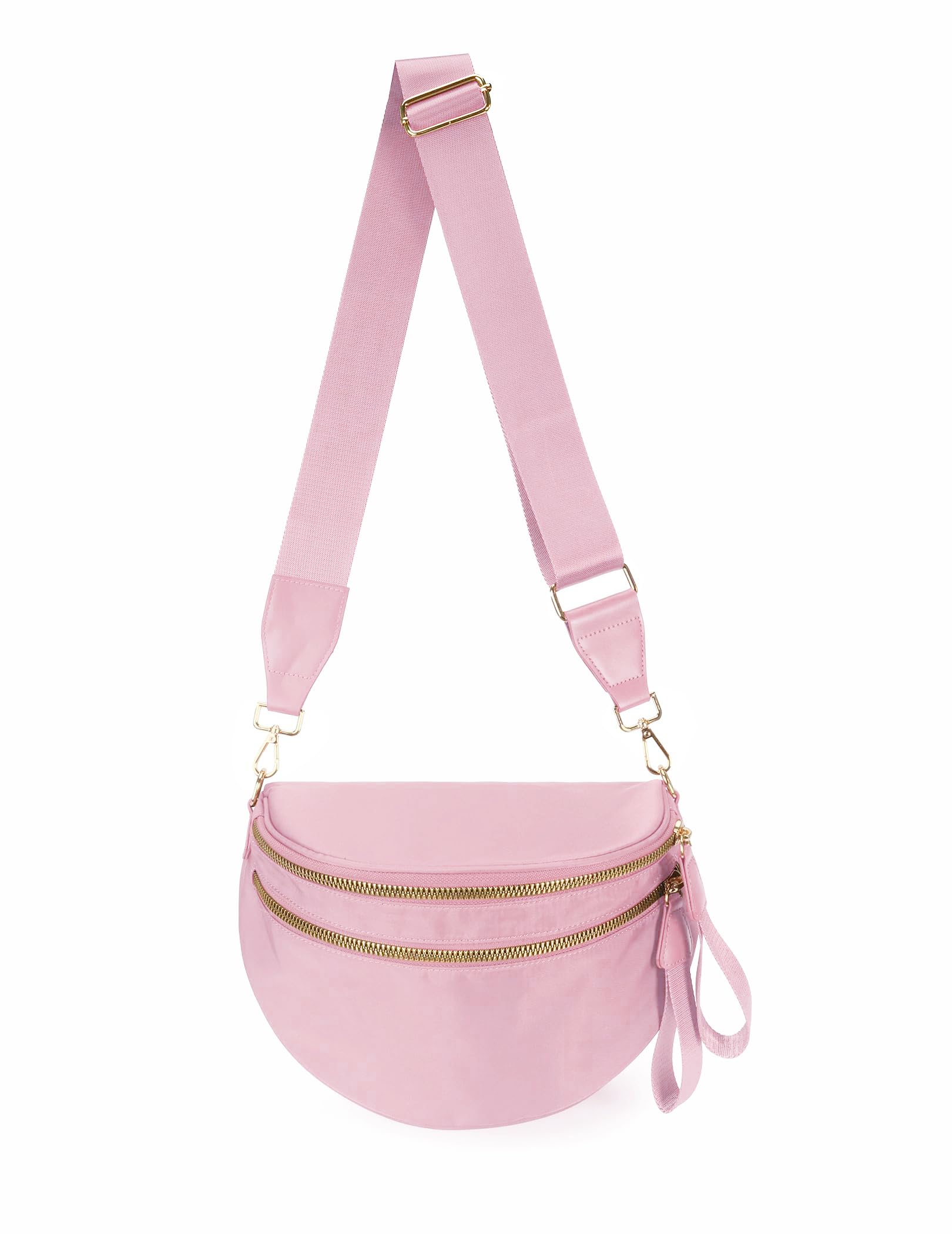 Spacious Nylon Crossbody Bag Bum Bag Handbags Wallets Purses Trendy Shoulder Bag for Women (Pink)