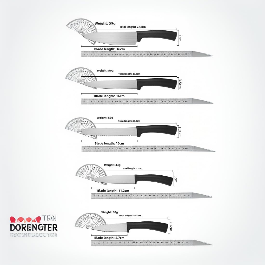 Henlutuo 19-Piece Silicone Kitchen Utensil Set with Stainless Steel Knives & wood Handles | Non-Scratch, Heat-Resistant | Includes Storage Holder (WHITE)