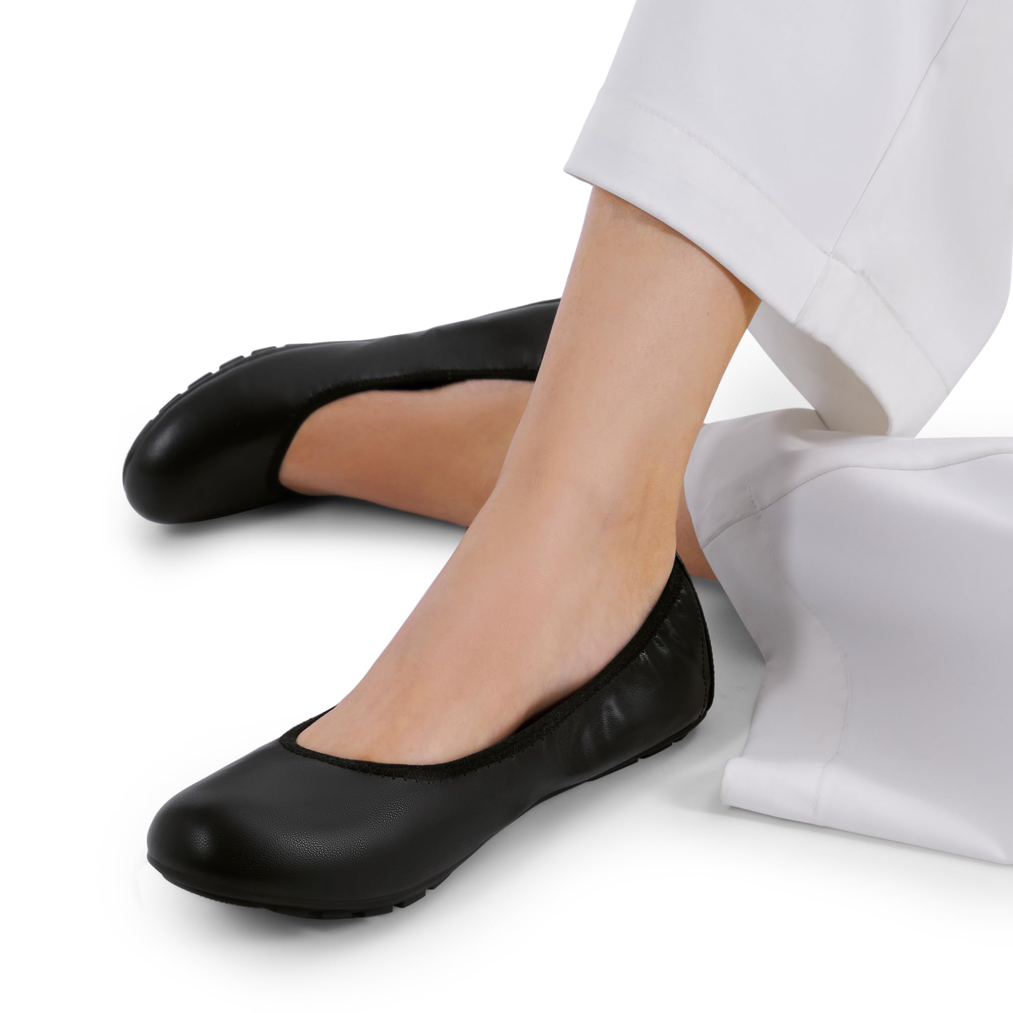 DREAM PAIRS Women’s Ballet Flats Foldable Round Toe Dressy Comfortable Slip On Dress Shoes,Size 8,Black,DWUMFA2501
