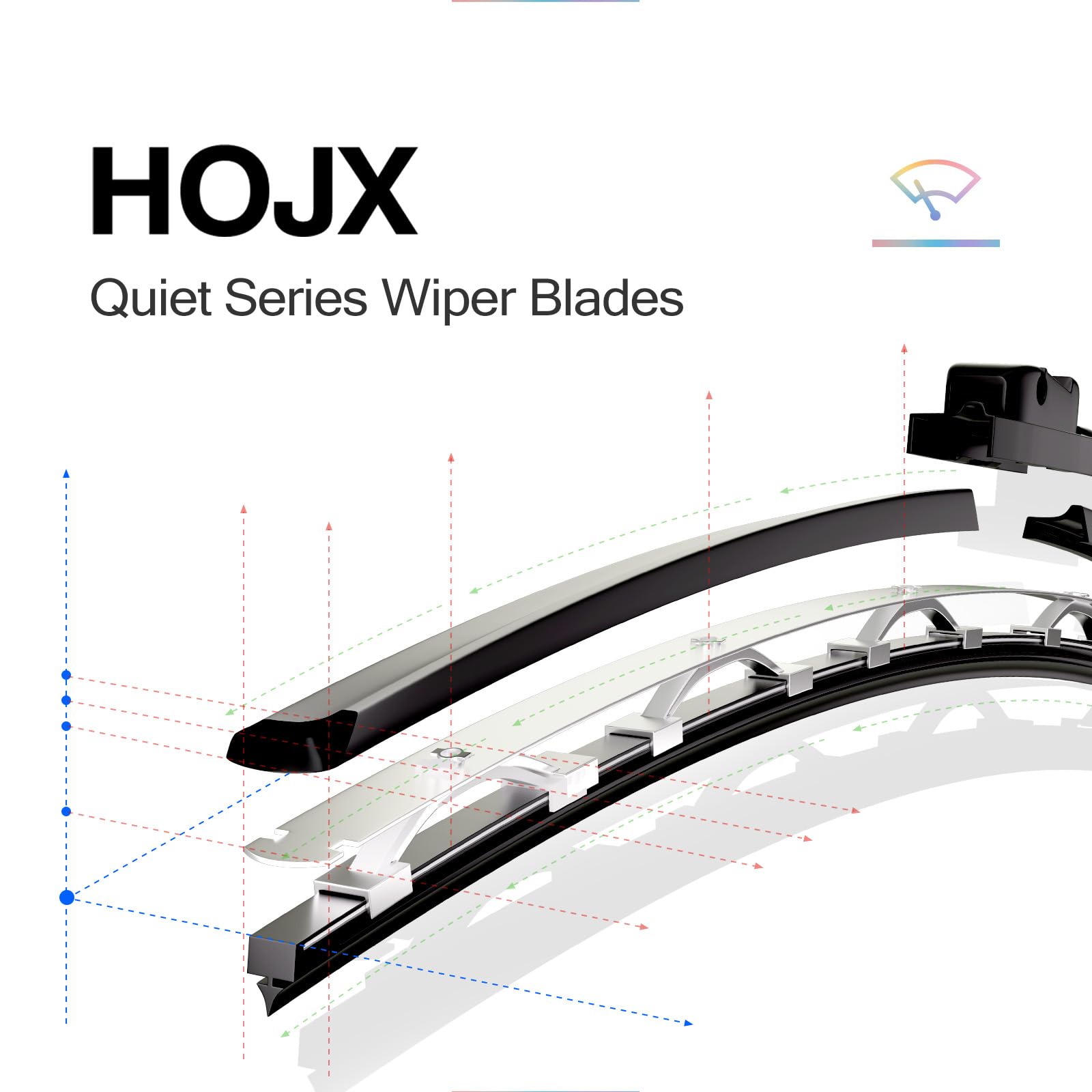 HOJX Quiet Front Windshield Wiper Blades 22 inch and 22 inch Set of 2, OEM Quality All-Season Windshield Wipers,U&J-Hook for My Car/Automotive Replacement, Easy to Install OEM Replacement Parts