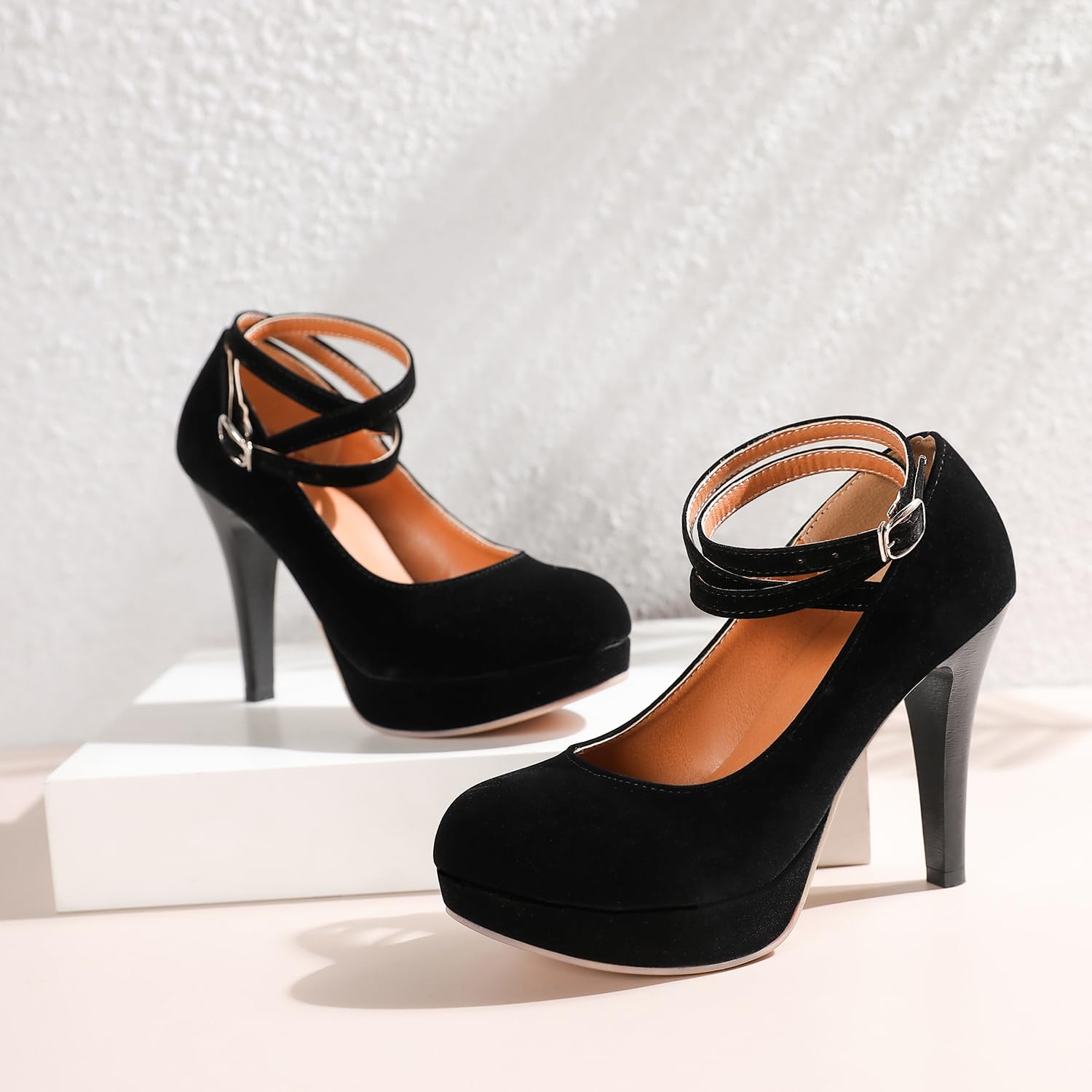 Mostrin Black Closed Toe High Heels for Women Sexy Platfrom Pumps Women's IN4 Classic High Heel for Formal Prom Party Size 7