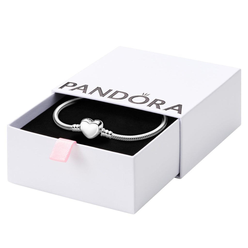 PANDORA Moments Engravable Heart Clasp Snake Chain Bracelet - Sterling Silver Bracelet - Jewelry for Women - Includes Gift Box - 6.3